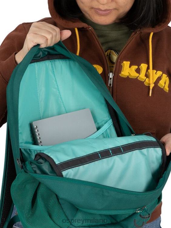 verde foresta pluviale resti dello stile di vita del pacchetto studentesco Osprey unisex J82N2491 zaino